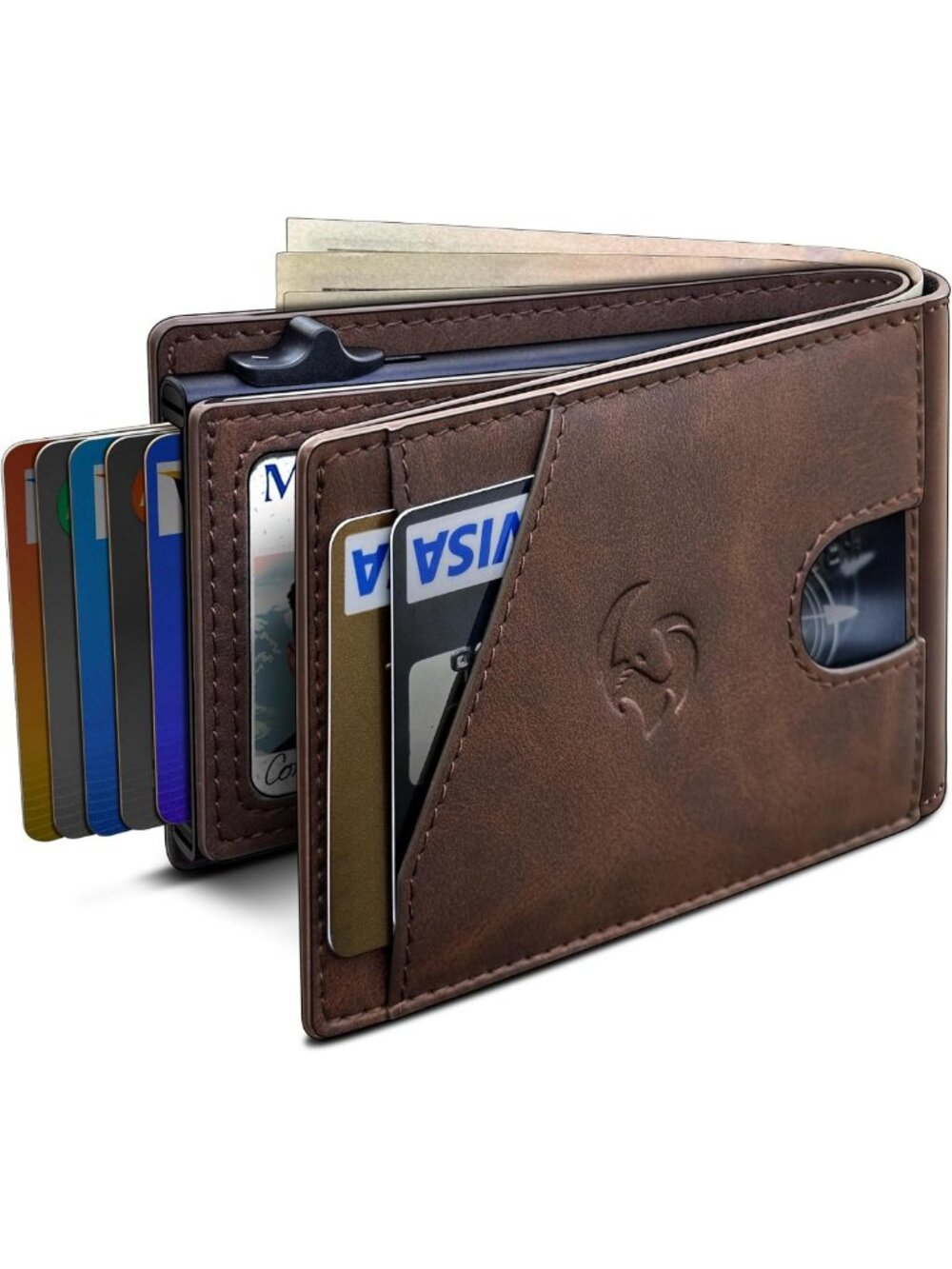 Slim RFID Blocking Wallet for Men, Minimalist Bifold Card Holder with 9 Slots